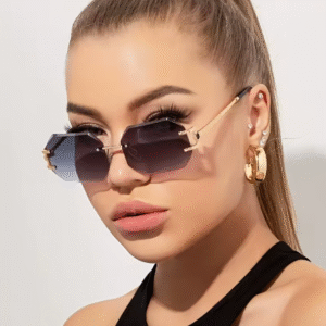 نظارات شمسية هندسية بدون إطار عصرية للجنسين